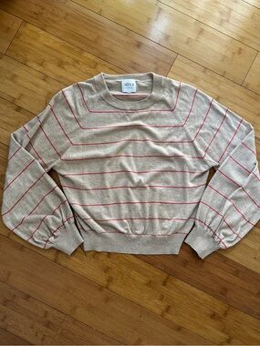 MISA balloon sleeve Lightweight Striped Sweater – Cream & Red
